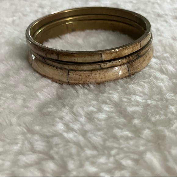 Vintage Brass & Stone Bangle Set - Picture 4 of 9